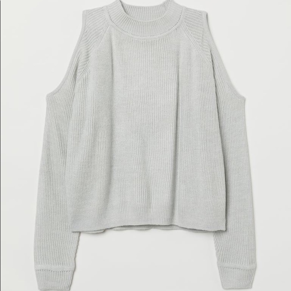 H&M Open-shoulder sweater in Light Gray